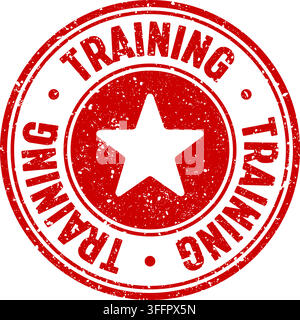 training stamp. training red round rubber stamp on transparent background Stock Vector