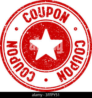 coupon stamp. coupon red round rubber stamp on transparent background Stock Vector