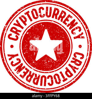cryptocurrency stamp. cryptocurrency red round rubber stamp on transparent background Stock Vector