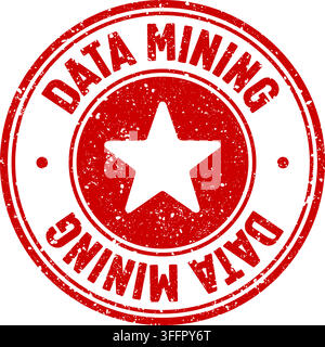 data mining stamp. data mining red round rubber stamp on transparent background Stock Vector