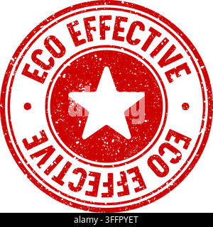 eco effective stamp. eco effective red round rubber stamp on transparent background Stock Vector