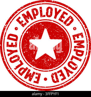 employed stamp. employed red round rubber stamp on transparent background Stock Vector