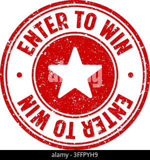 enter to win stamp. enter to win red round rubber stamp on transparent background Stock Vector
