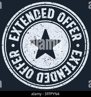 extended offer stamp. extended offer white round rubber stamp on dark background Stock Vector