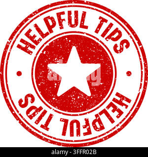 helpful tips stamp. helpful tips red round rubber stamp on transparent background Stock Vector