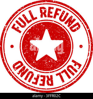 full refund stamp. full refund red round rubber stamp on transparent background Stock Vector
