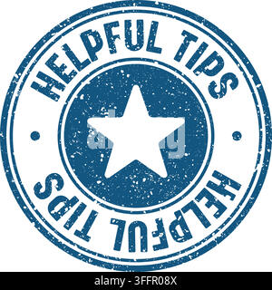 helpful tips stamp. helpful tips blue round rubber stamp on transparent background Stock Vector