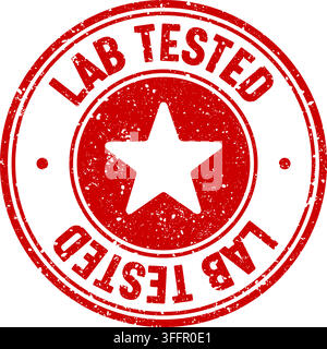 lab tested stamp. lab tested red round rubber stamp on transparent background Stock Vector