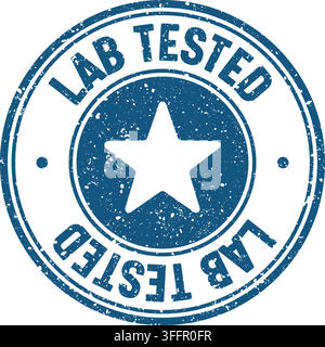 lab tested stamp. lab tested blue round rubber stamp on transparent background Stock Vector