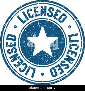 licensed stamp. licensed blue round rubber stamp on transparent background Stock Vector