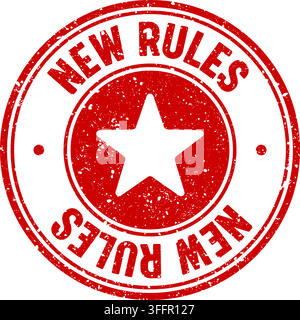 new rules stamp. new rules red round rubber stamp on transparent background Stock Vector