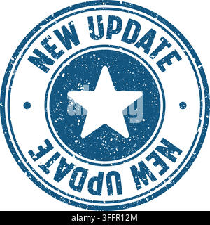 new update stamp. new update blue round rubber stamp on transparent background Stock Vector