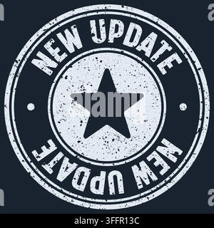 new update stamp. new update white round rubber stamp on dark background Stock Vector
