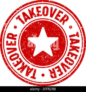 takeover stamp. takeover red round rubber stamp on transparent background Stock Vector