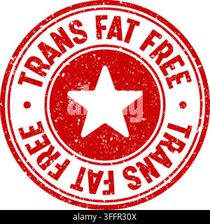 trans fat free stamp. trans fat free red round rubber stamp on transparent background Stock Vector