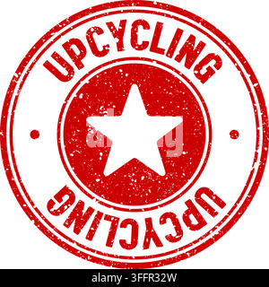 upcycling stamp. upcycling red round rubber stamp on transparent background Stock Vector