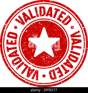 validated stamp. validated red round rubber stamp on transparent background Stock Vector