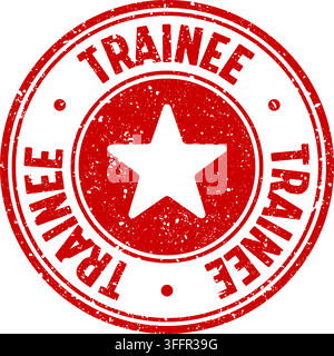 trainee stamp. trainee red round rubber stamp on transparent background Stock Vector