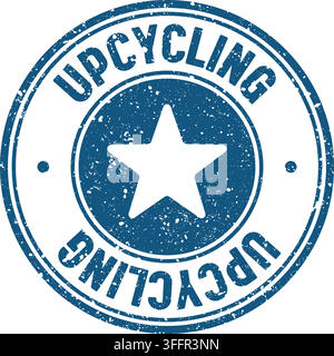 upcycling stamp. upcycling blue round rubber stamp on transparent background Stock Vector