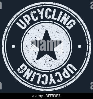 upcycling stamp. upcycling white round rubber stamp on dark background Stock Vector