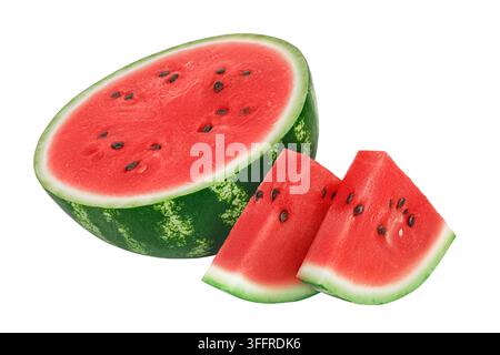 Slices of watermelon isolated on white background with full depth of field Stock Photo