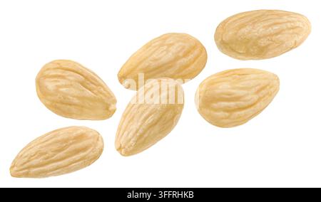 Peeled almonds isolated on white background full depth of field Stock Photo
