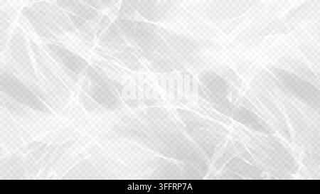 Easy to edit layered vector shadow. Wrinkled plastic wrap on a transparent checkerboard. Adjust tonal layer opacity to control shadow intensity and pe Stock Vector