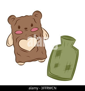 Vector set of bear and green hand warmers Stock Vector