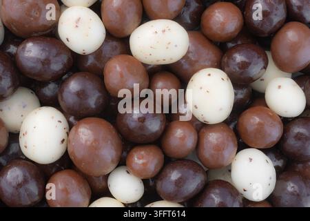 A colloage of chocolate covered espresso beans... 3 kinds of chocolate! Stock Photo