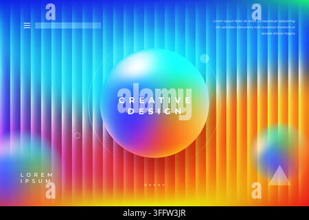 Abstract Colorful Gradient Background with 3D Sphere and Modern Geometric Elements for Website Landing Page Stock Vector