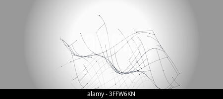 Abstract futuristic 3D wave terrain rendered as a clean geometric network background Stock Vector