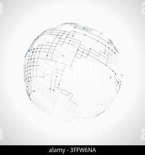 Decorative tech globe illustration for presentation covers, creative layouts, and modern visual branding. Stock Vector