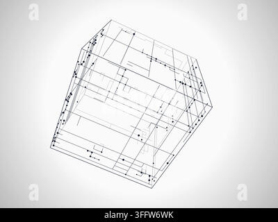Wire Cube vector background with crisp scalable linework for microstock and commercial design projects. Stock Vector