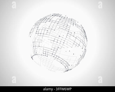 Decorative tech globe illustration for web banners, creative layouts, and modern visual branding. Stock Vector