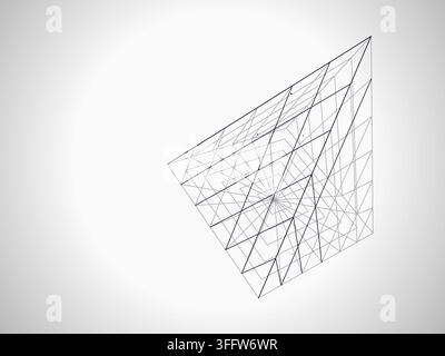 Decorative wire pyramid illustration for creative templates, creative layouts, and modern visual branding. Stock Vector