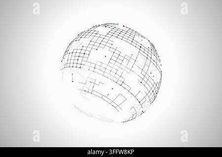 Decorative tech globe illustration for creative templates, creative layouts, and modern visual branding. Stock Vector