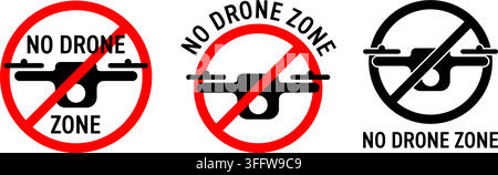 No Drone Zone - prohibited sign for private forbidden area. Vector illustration Stock Vector