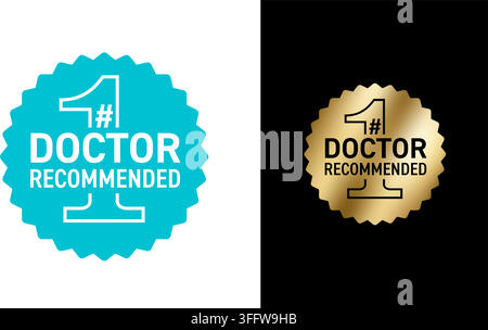 Doctor recommended, product number one - label for skincare or pharmacy products. Seal shape and monochrome, great for embossing Stock Vector