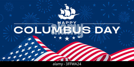 Happy Columbus Day banner, USA Columbus Day celebration Stock Vector