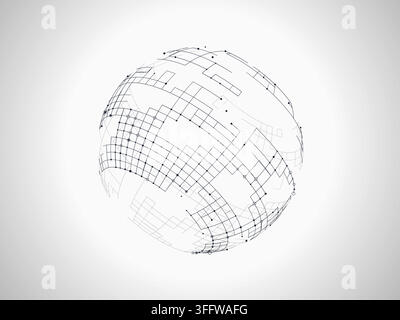 Abstract technology sphere background with connected digital lines and data points Stock Vector