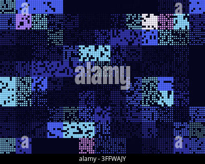 Abstract digital background with random square or rectangular layout made of square pixel clusters Stock Vector