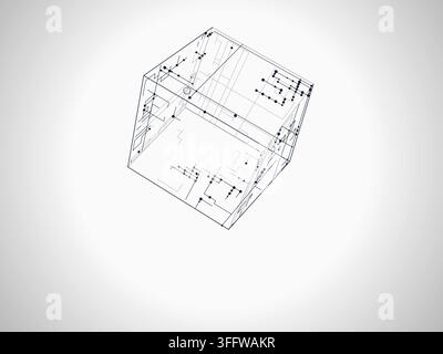 Decorative wire cube illustration for presentation covers, creative layouts, and modern visual branding. Stock Vector