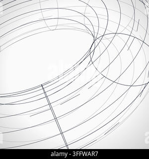 Modern technology-inspired 3D wire torus with layered lines and connection points Stock Vector
