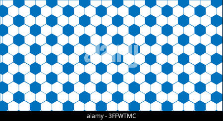 Seamless vector leather soccer ball pattern in blue and white colors.  Football ball texture background. Perfect for football or soccer background, sp Stock Vector