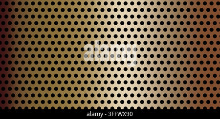 Perforated abstract bronze texture with plate texture  with circles, peg vector bg and carbon sheet filter. Texture gradient black perforated with pla Stock Vector
