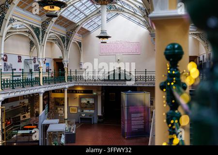 “Made in Birmingham” pink neon sign displayed inside Birmingham Museum and Art Gallery, celebrating the city’s creative identity, industrial heritage Stock Photo