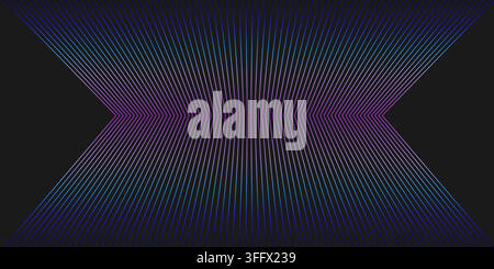 3D wireframe blue, red gradient room colorful on dark background. Abstract perspective grid. Vector illustration Stock Vector
