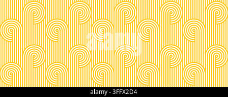 Instant noodle ramen background. Yellow seamless pasta vector pattern. Oriental asian foods or spaghetti texture with repeat geometric line art. Poster or wallpaper with abstract italian meal ornament Stock Vector