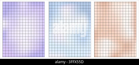 Set of y2k  notebook page with blueprint black graph seamless pattern. Thin square grid structure. Paper background for architectural plans and techni Stock Vector