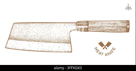 Butcher Knife. Hand drawn sketch Stock Vector